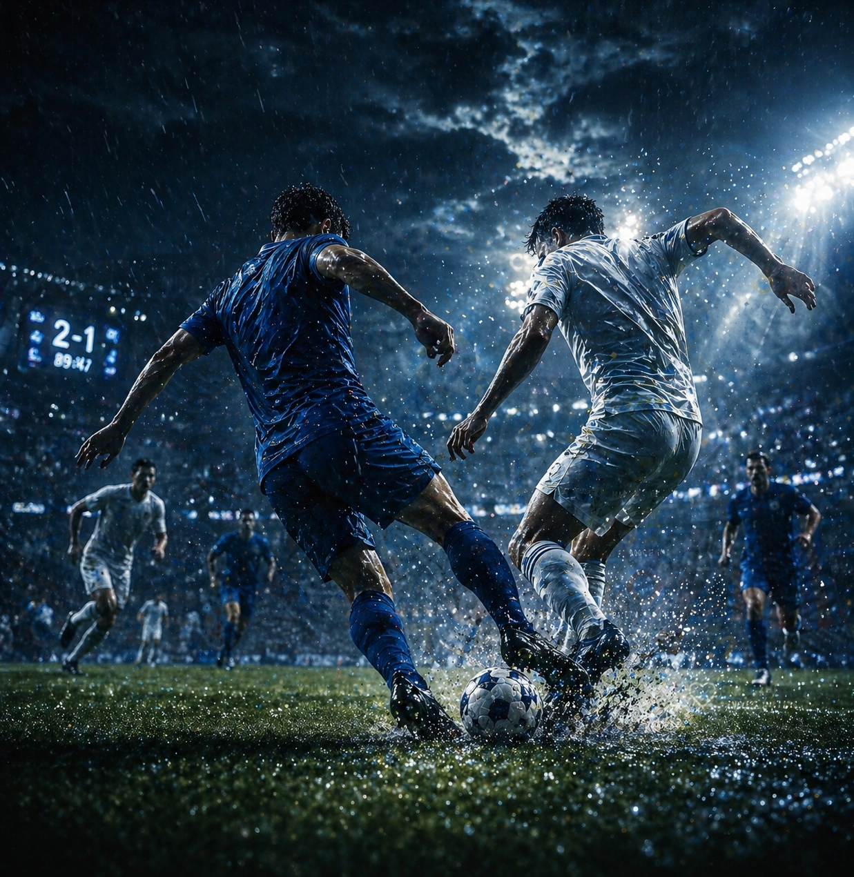 Voetbalwedstrijd actiefoto